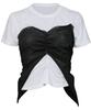 Peulleeoeob Bustier Layered T-Shirt (Fl-122_White&Black)