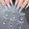 Nail Art Pendant Charms 10Pcs Bow Love Heart Tassel Style Shiny Gems for Home Salon Manicure Decor