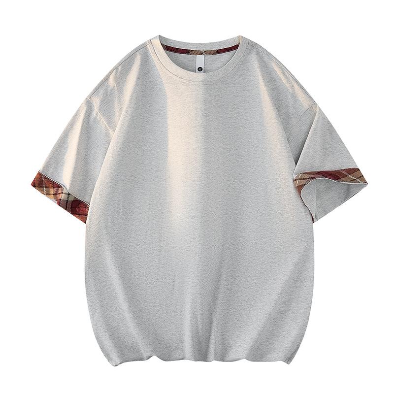 

Мужская ретро летняя футболка с контрастной клеткой, круглым вырезом и короткими рукавами XXXXL