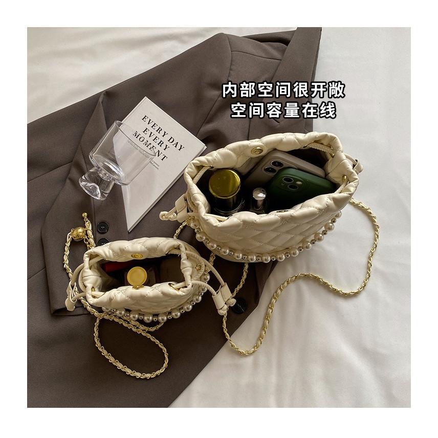 IELGY Summer Diamond Embroidered Bucket Bag All-Match Chain Crossbody Bag