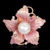 Mode kvinnors Rhinestone imitation Pearl Emalj Blomma Floriated Brosch Pin