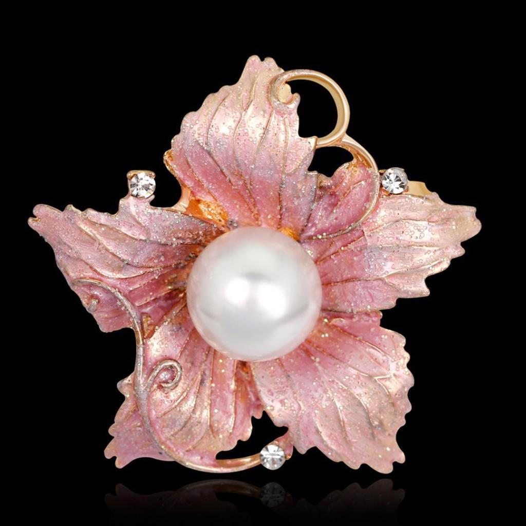 Mode kvinnors Rhinestone imitation Pearl Emalj Blomma Floriated Brosch Pin