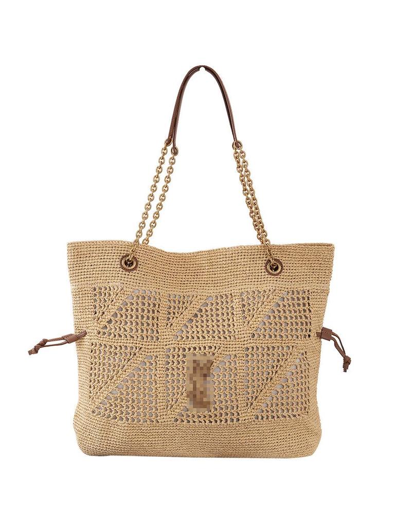 Borsa a Spalla in Paglia di PP Intrecciata a Mano di Grande Capacità - Alla Moda e Versatile per il Pendolarismo o le Vacanze