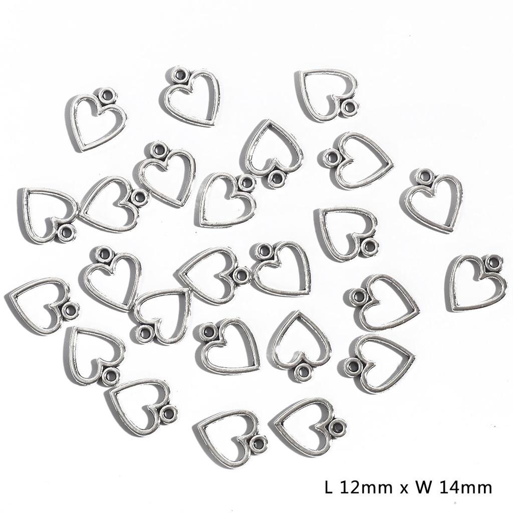 10-50Pcs Love Heart Pendant Fashion Metal Silver Charm For DIY Necklace Bracelets Jewelry Making Accessories