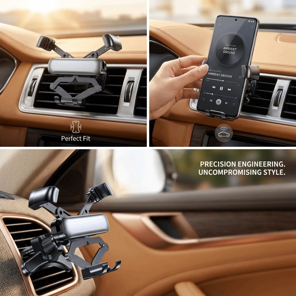 Gravity Retractable Fold-Screen Car Phone Holder Gravity Retractable Car Mount Large Smartphones