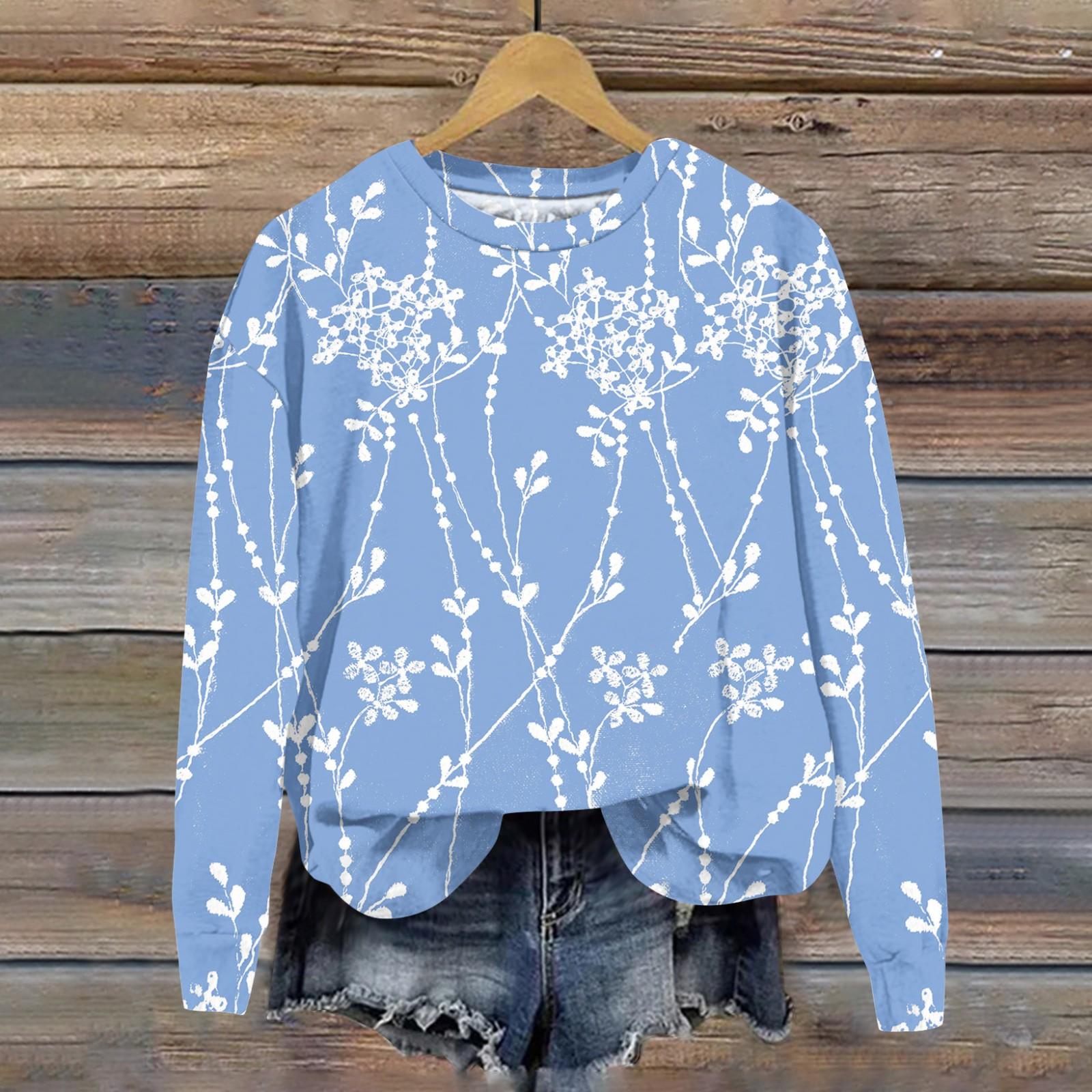 

Женская свободная повседневная толстовка с круглым вырезом и длинными рукавами, модный топ с длинными рукавами L синий