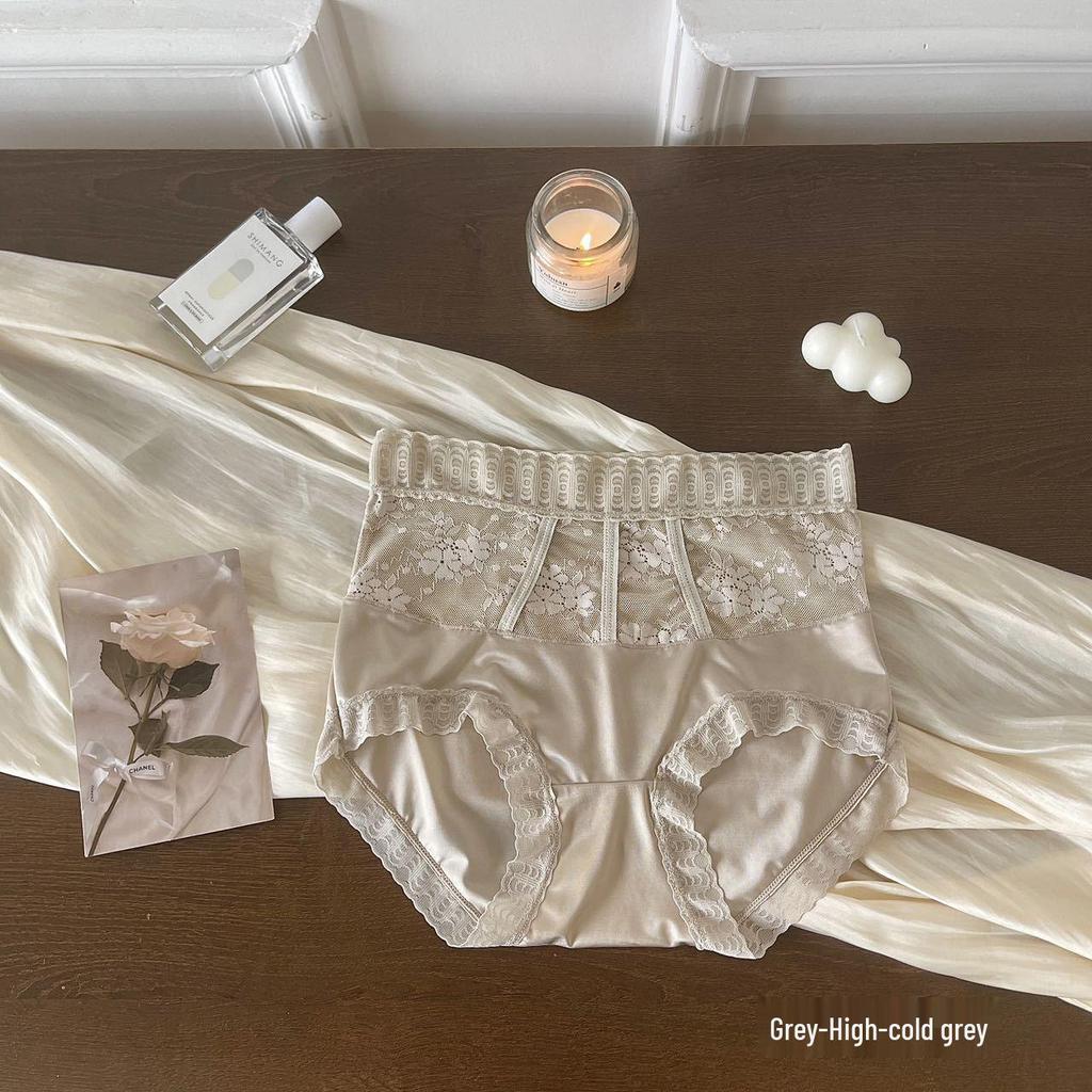 High-Waisted Lace Summer Panties for Women - Plus Size, Breathable Mulberry Silk Crotch, Sexy Thin Style