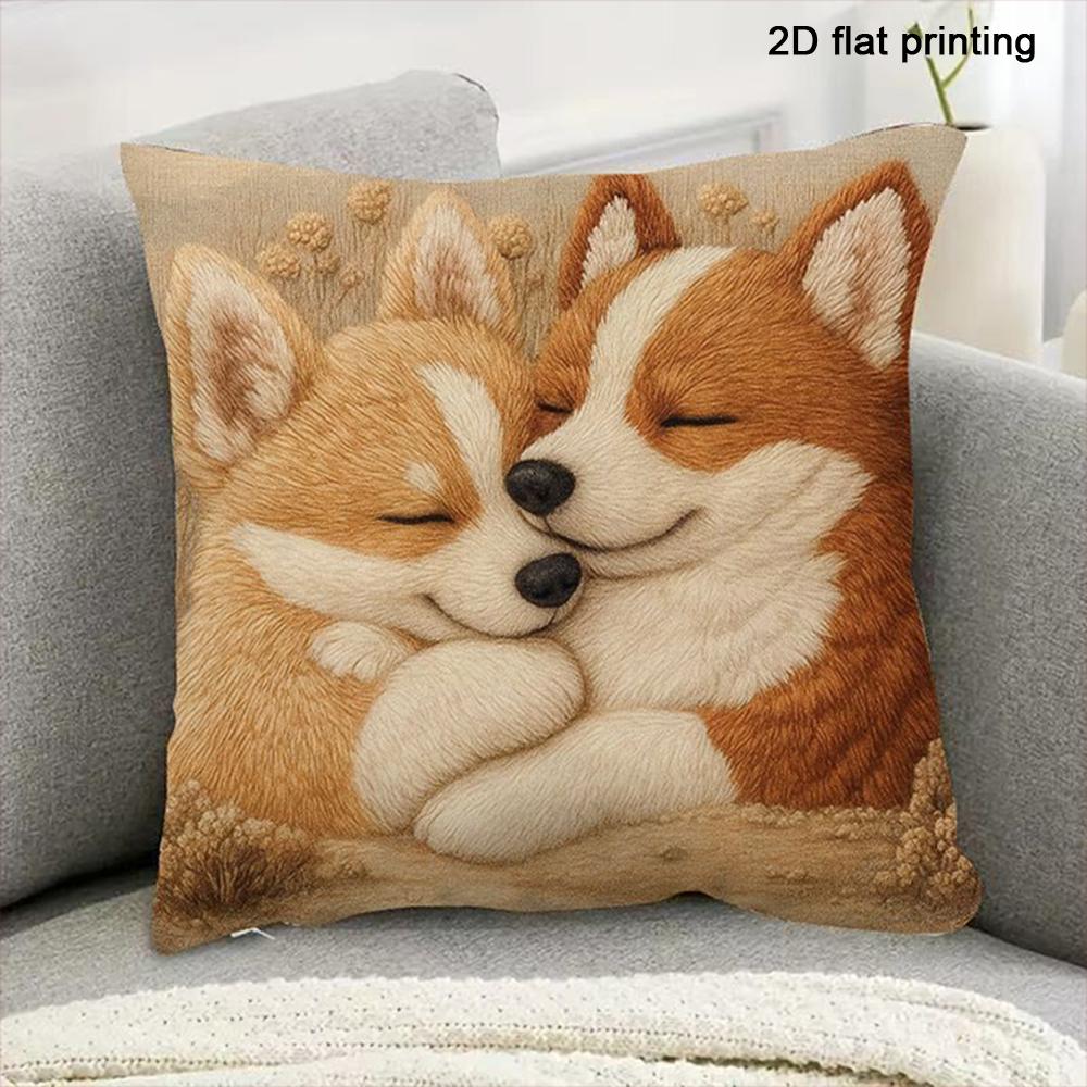 1pc Adorable Animal-Patterned 2D Flat Printing Pillowcases Sofa Bed Cushion Cover Home Bedroom Decoration
