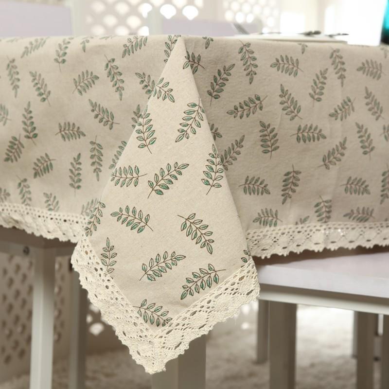 Modern Simple Green Olive Branch Lace Tablecloth Coffee Table Dining