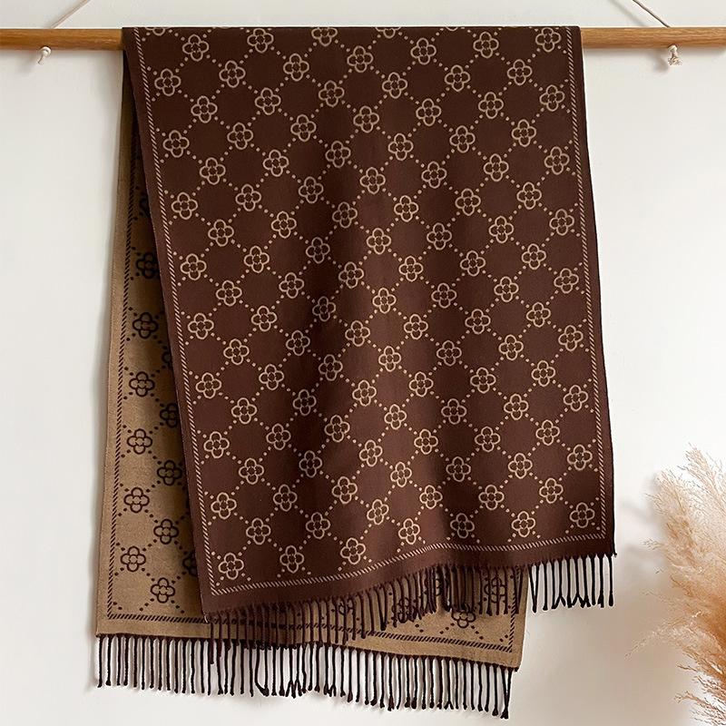 Modischer, warmer Kaschmirschal für Damen im Winter, Design-Tücher und Tücher, Bufandas, dicke Pashmina-Decke, Poncho, Quaste, Echarpe