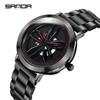 Sanda Men's Trendy Waterproof Quartz Watch with Cool Wheel Design