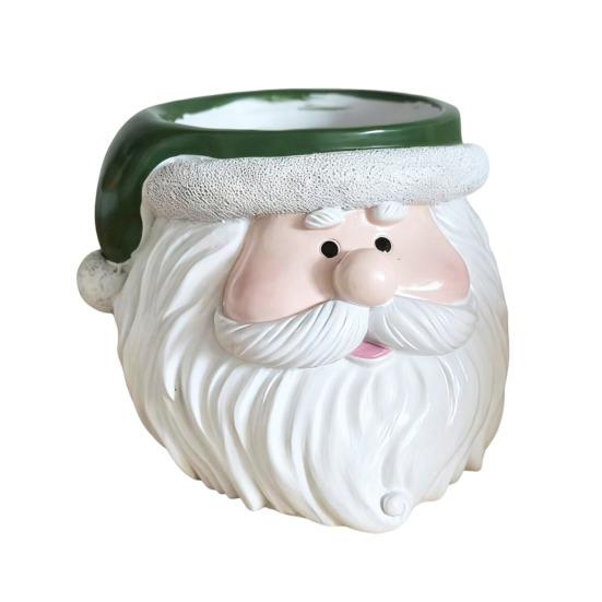 Christmas Snowman Planter Pot Santa Claus Head Resin Succulents Herb Plants Flower Pot Home Balcony Garden Decoration