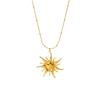European and American retro moon sunflower pendant necklace stainless steel plated 18k gold jewelry accessories niche design