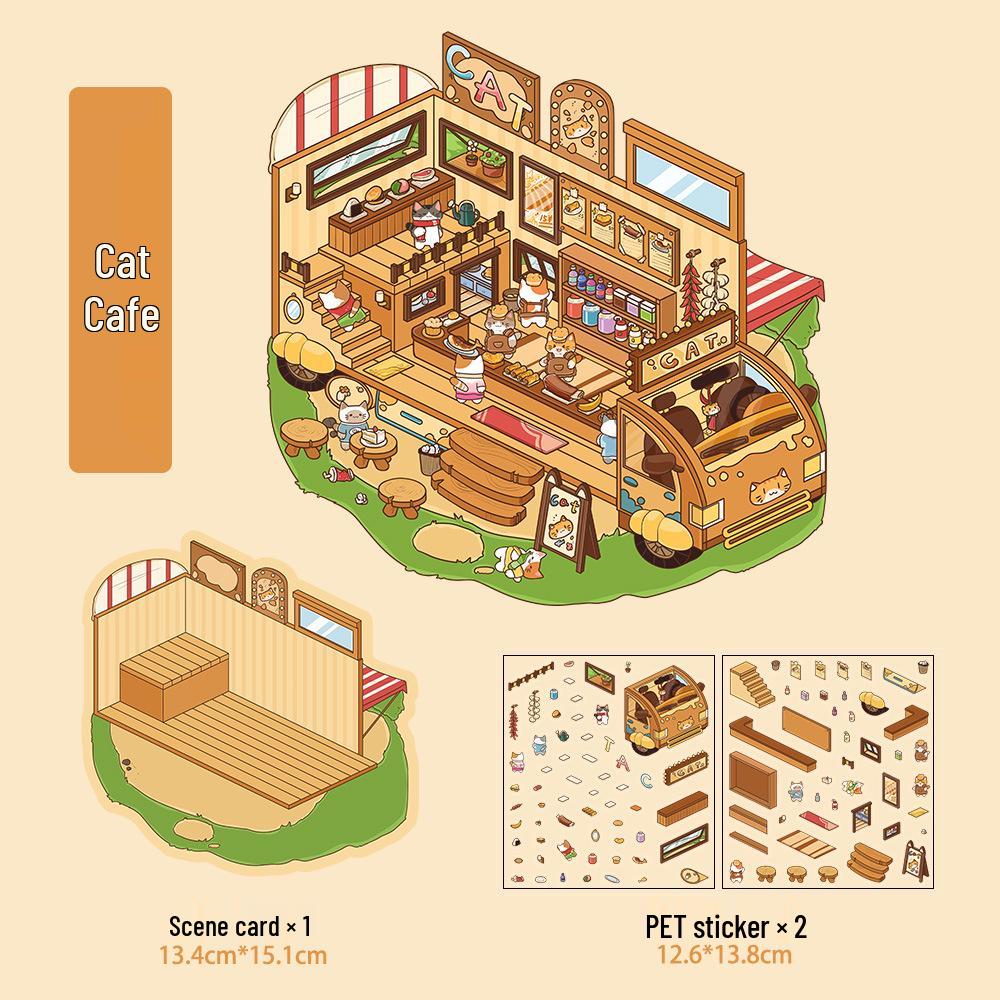 Micro Ink 3D Cartoon Decompression Stickers for DIY Miniature Scene Journals