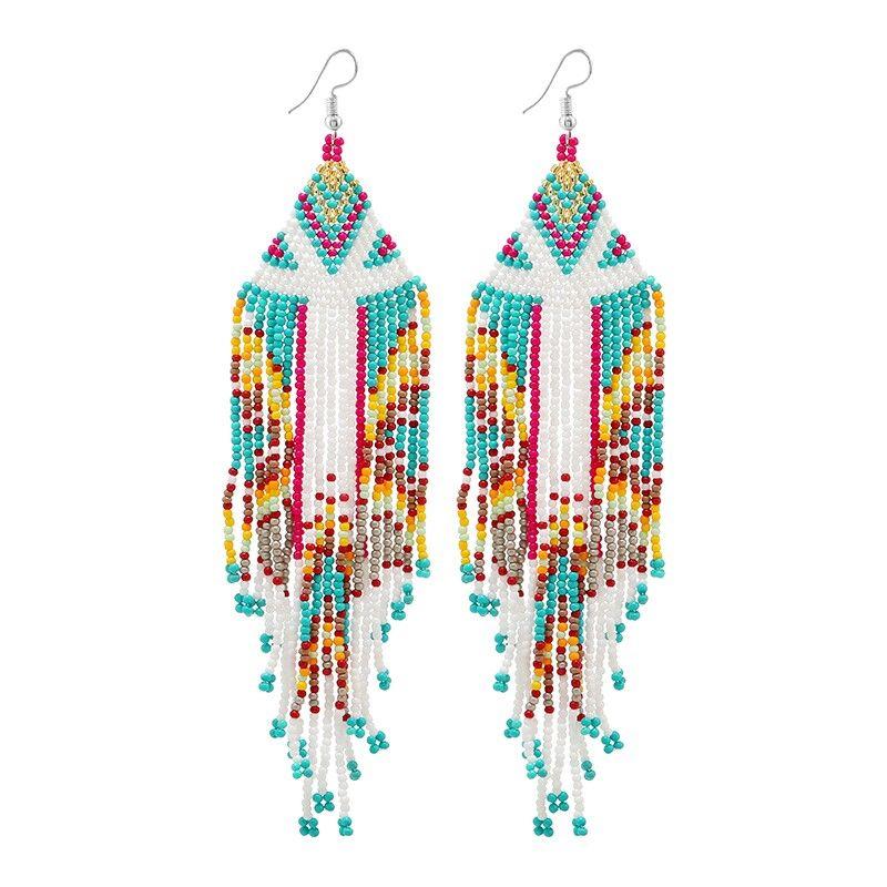Hand-Woven Bead European and American Personalized Elegant Earrings for Women