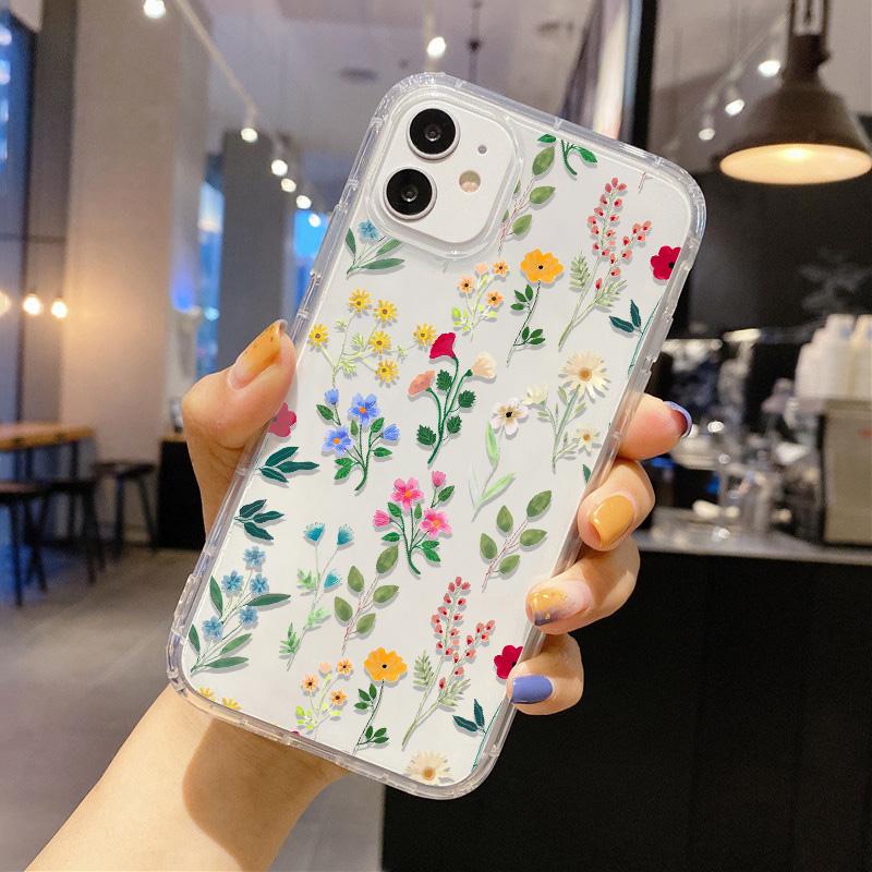 Flower Phone Case For iPhone 17 Pro Case iPhone 14 15 13 11 12 16 Pro Max Air 7 8 Plus XR SE Soft Silicone Transparent Cover