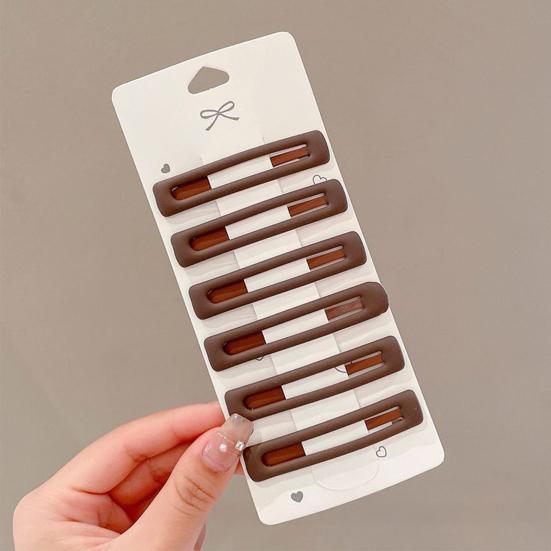 6Pcs Girl Hairpin Matte Color Rectangular Hair Clips Stable Non-Slip BB Clip Face Slimming Versatile Hair Styling Tool