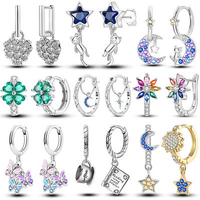 Creolen Ohrringe Kupfer Damenohrringe Original Pendientes Mond Stern Kleeblatt Modeschmuck Geschenk