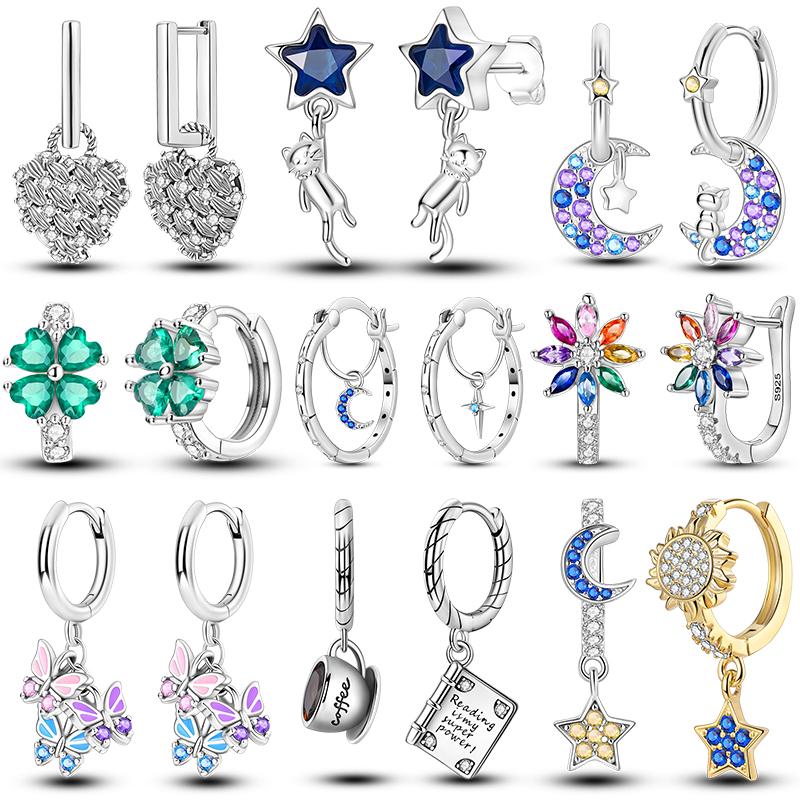 Creolen Ohrringe Kupfer Damenohrringe Original Pendientes Mond Stern Kleeblatt Modeschmuck Geschenk