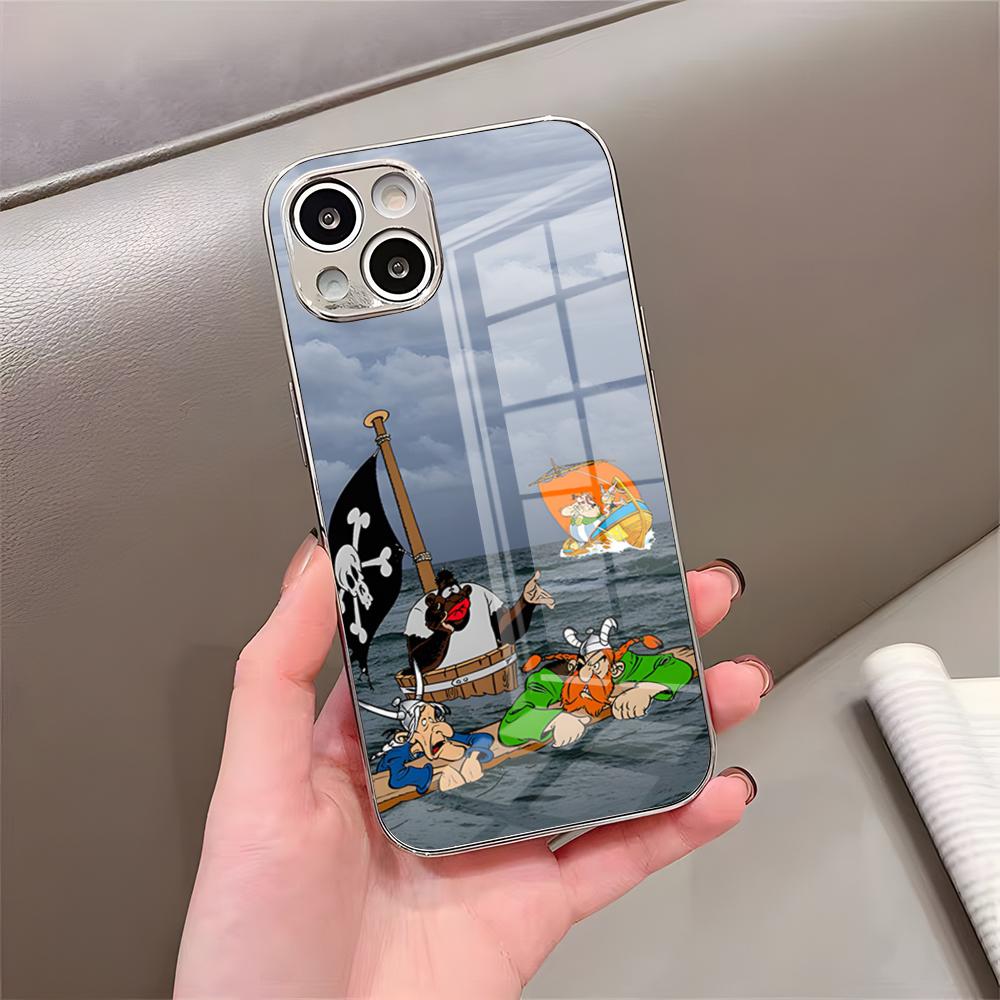 Pouzdro na telefon Asterix a Obelix Pro iPhone 17 Pro Max 15 Pro 16 14 Plus 12 13 Mini 11 Pro Nárazuvzdorný Pokovený Skleněný Kryt