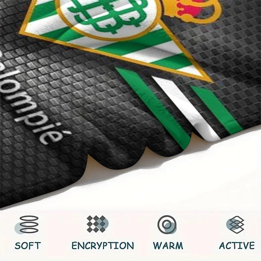 1Pc Real Betis Print Flannel Blanket, High quality Comfortable for All Seasons, Home Decor, Warmth and Comfort, Perfect for Christmas GiftS