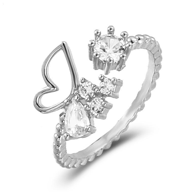 

Элегантное медное кольцо-бабочка с геометрическим узором из бриллиантов - регулируемое для женщин