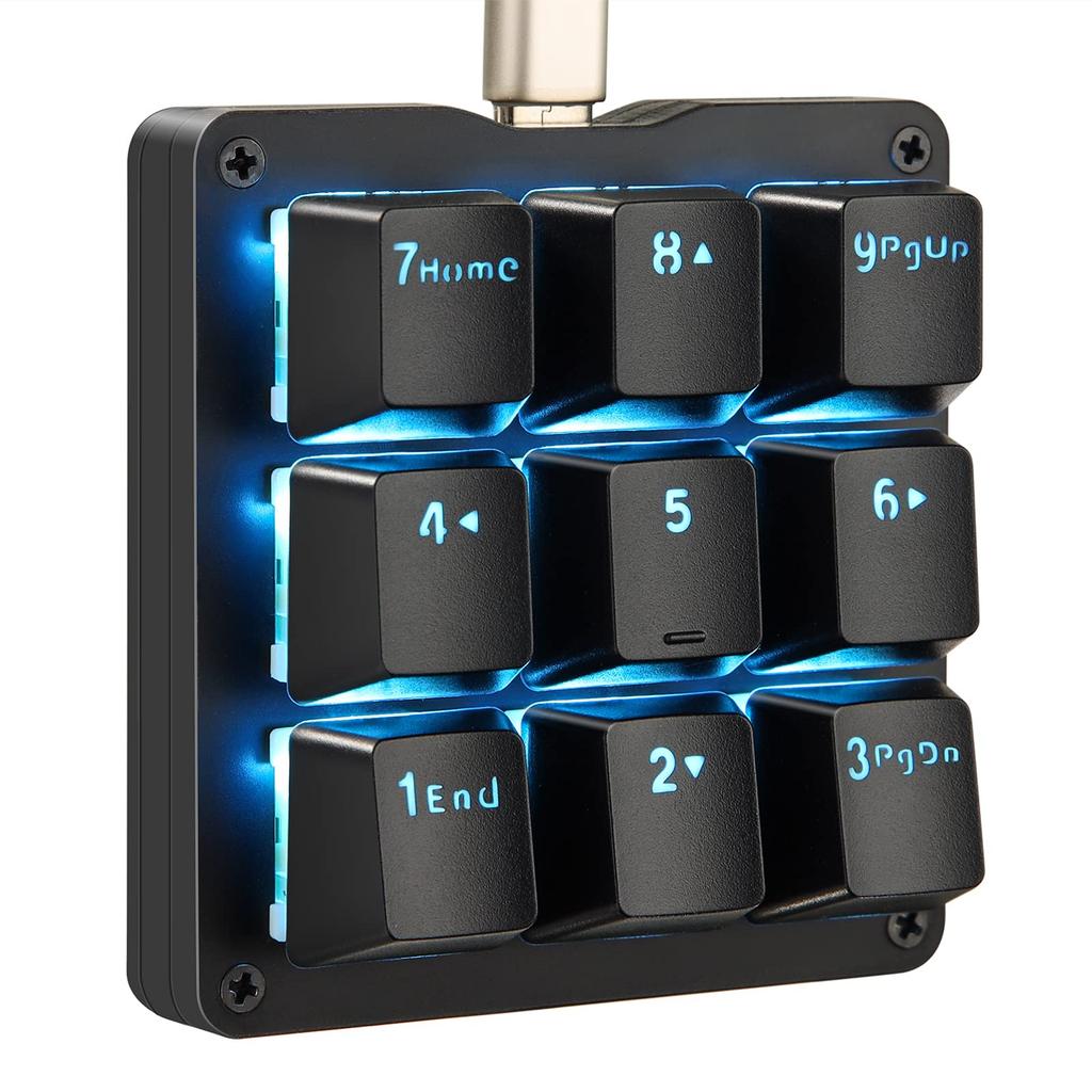 Koolertron Device Macro Mechanical Macro Windows Mac Compatible Left-Hand Keyboard, One-Hand Keyboard, Programmable, 4-Layer Design, Function, RGB,