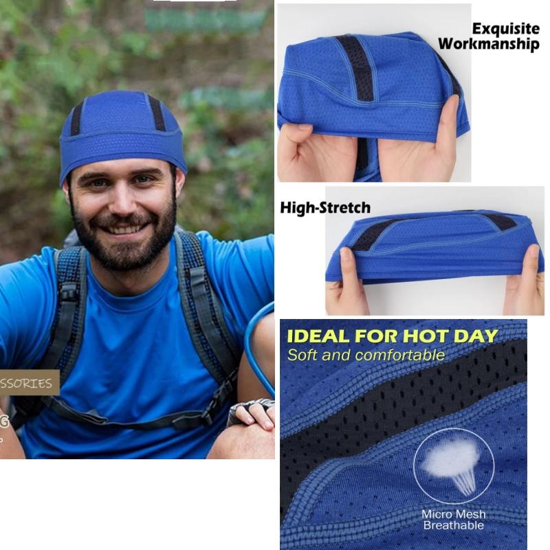 Summer Thin Breathable Mesh Beanie Skull Cap Sweat Absorbent Hat Under Helmet Liner Anti-UV Quick Dry Sports Moto Cycling Hat