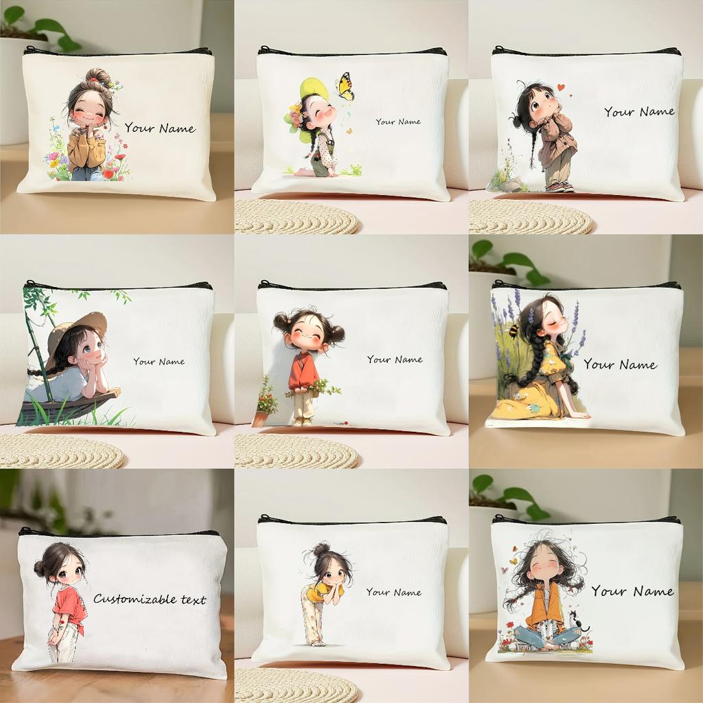 Chic Custom Unique Vintage Cute Floral Makeup Bags for Girls Cosmetic Pouch Toiletry Bag Pencil Case Travel Storage