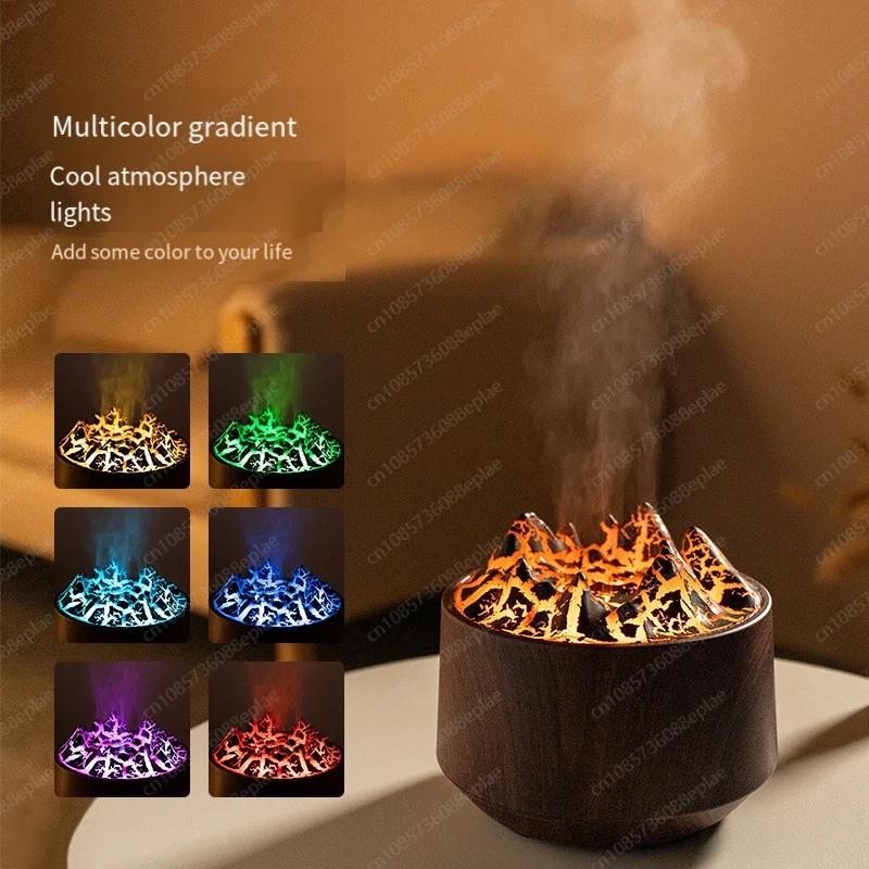 New Creative Volcano Lava Aromatherapy Machine, Household Colorful Flame Aromatherapy Machine USB Humidifier Essential Oil