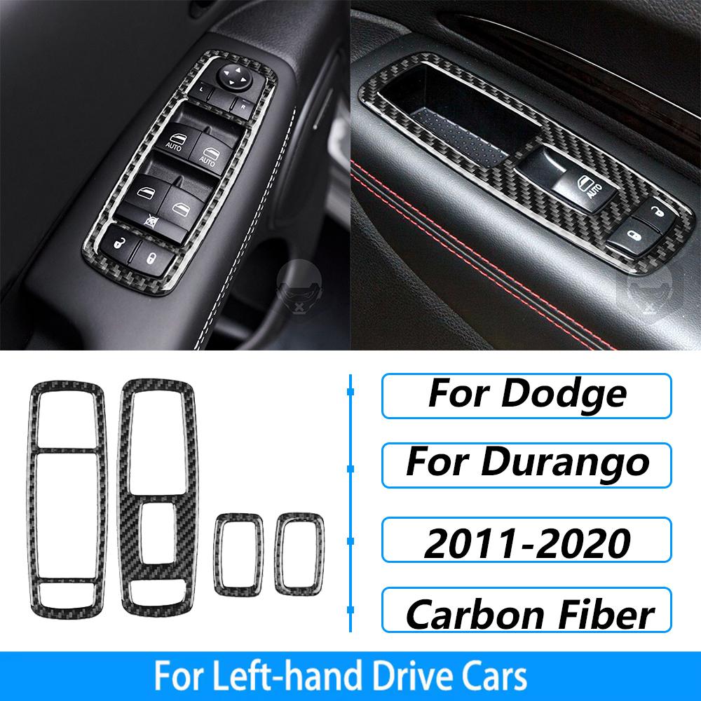 For Dodge Durango 2011-2020 Carbon Fiber Center Console Gear Shift Air Outlet AC CD Window Lift Trim Set Car Accessories Sticker