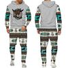 New Men 2 Pieces Tracksuit National Cow Skull 3D Print Casual Hoodies Sweatpants Sets Fashion Hip Hop Street Clothing Suits