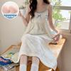 Suspender Nightdress Women's Summer Sleeveless Cloud Cotton Embossed with Chest Pad Removable Cute Sweet New Pajamas Skirt