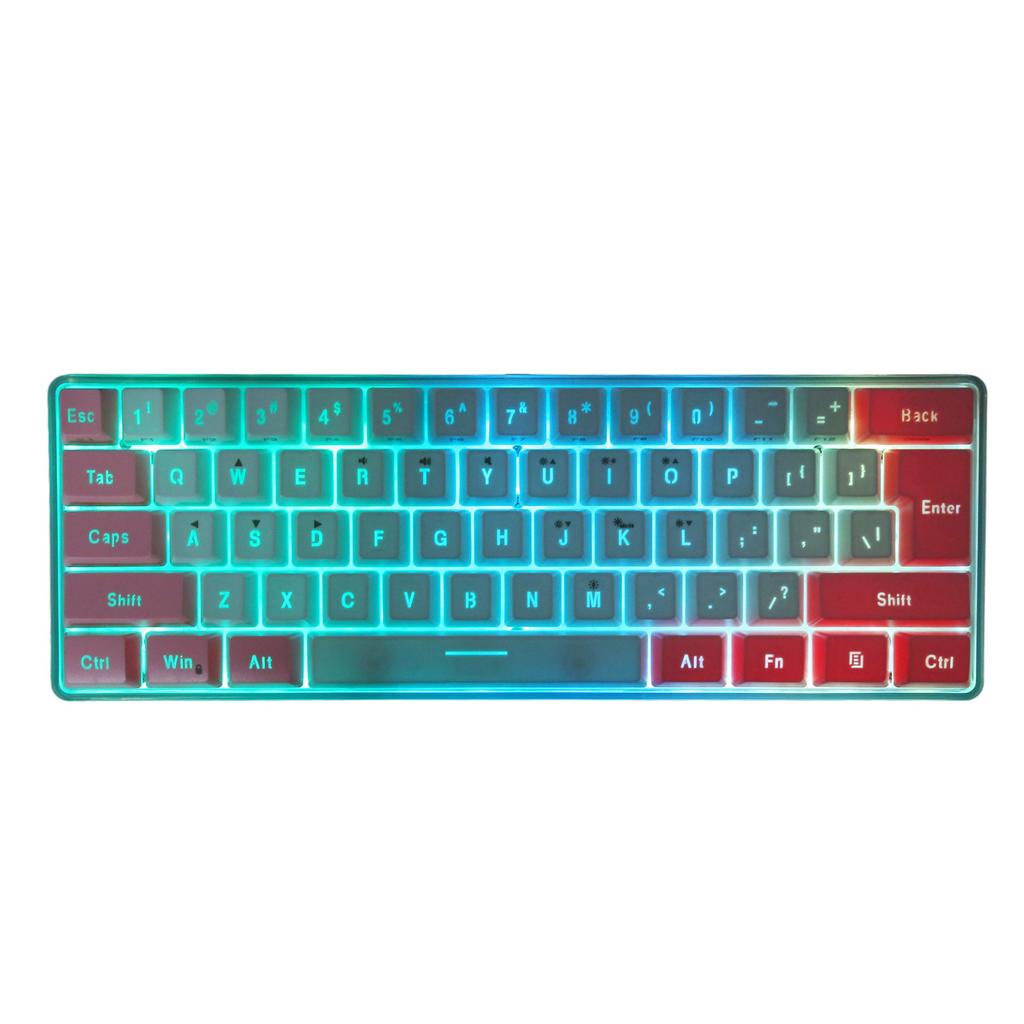 Gaming Keyboard USB 61 Keys Contrast Color RGB Light Key Line Separation Mechanical Wired Keyboard for Office Games