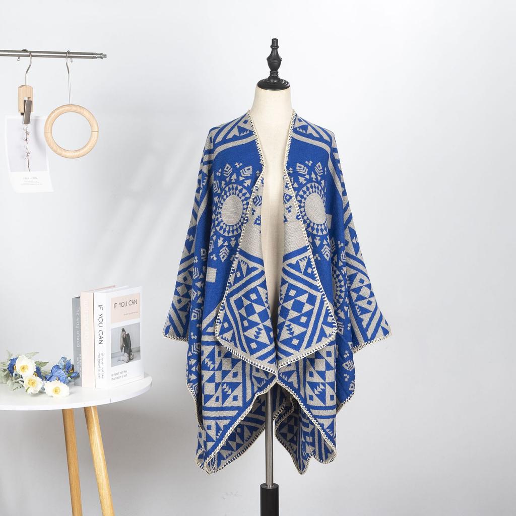 Year Geometric Shawl Niche Outer Shawl Women'S Summer High Sense Dark Double-Sided Warm Scarf