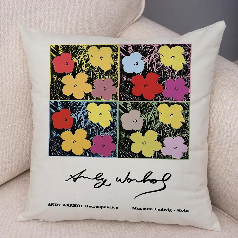 Andy Warhol Sunset Cat Cattle Banana Pillowcase Decor Nordic Pillow Case For Sofa Home Plush Throw Vintage Cushion Cover