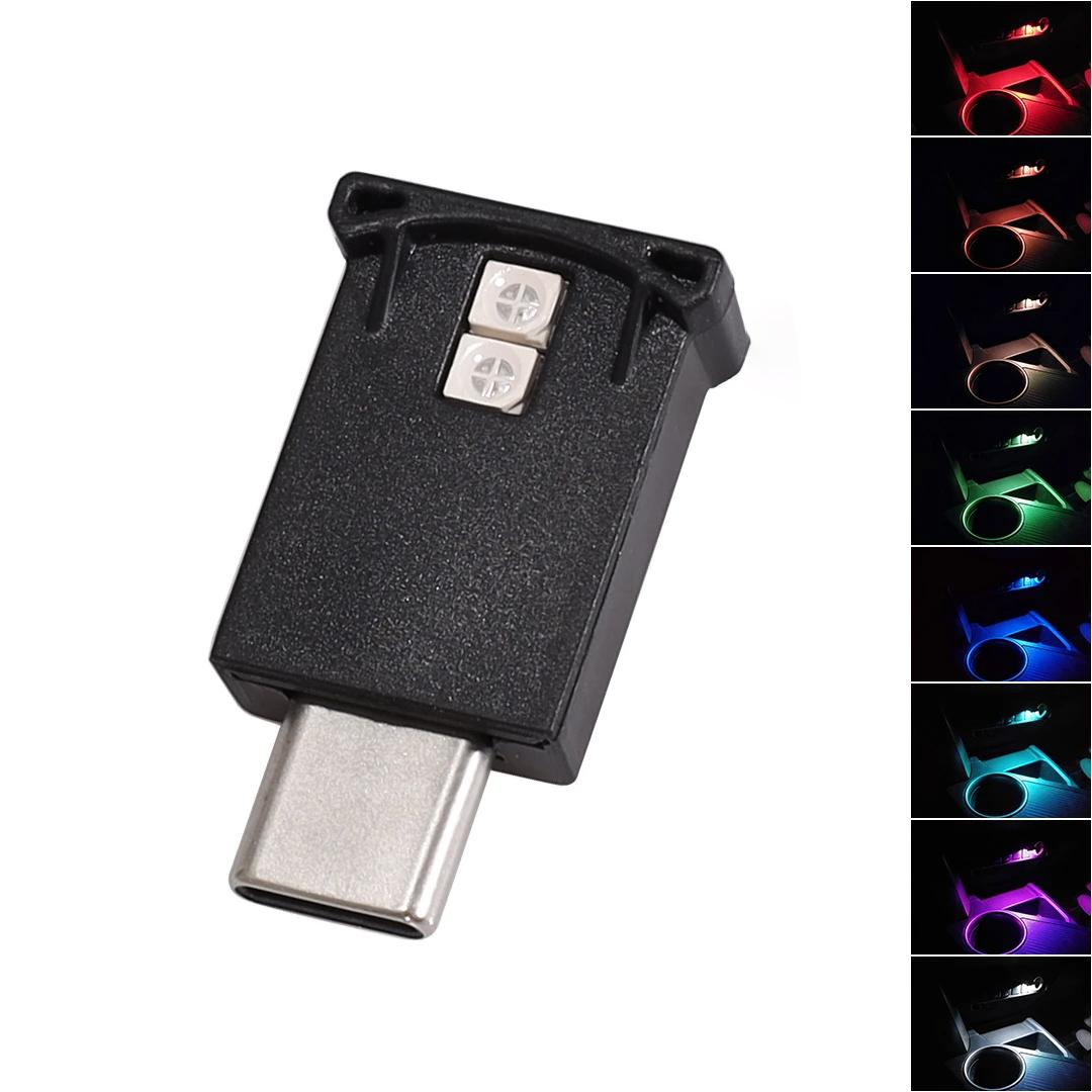 

Lcyam USB Type C LED Ambient Light 8 Color RGB Car Atmosphere Night Lamp Compatible with Model Y usb light 1pcs