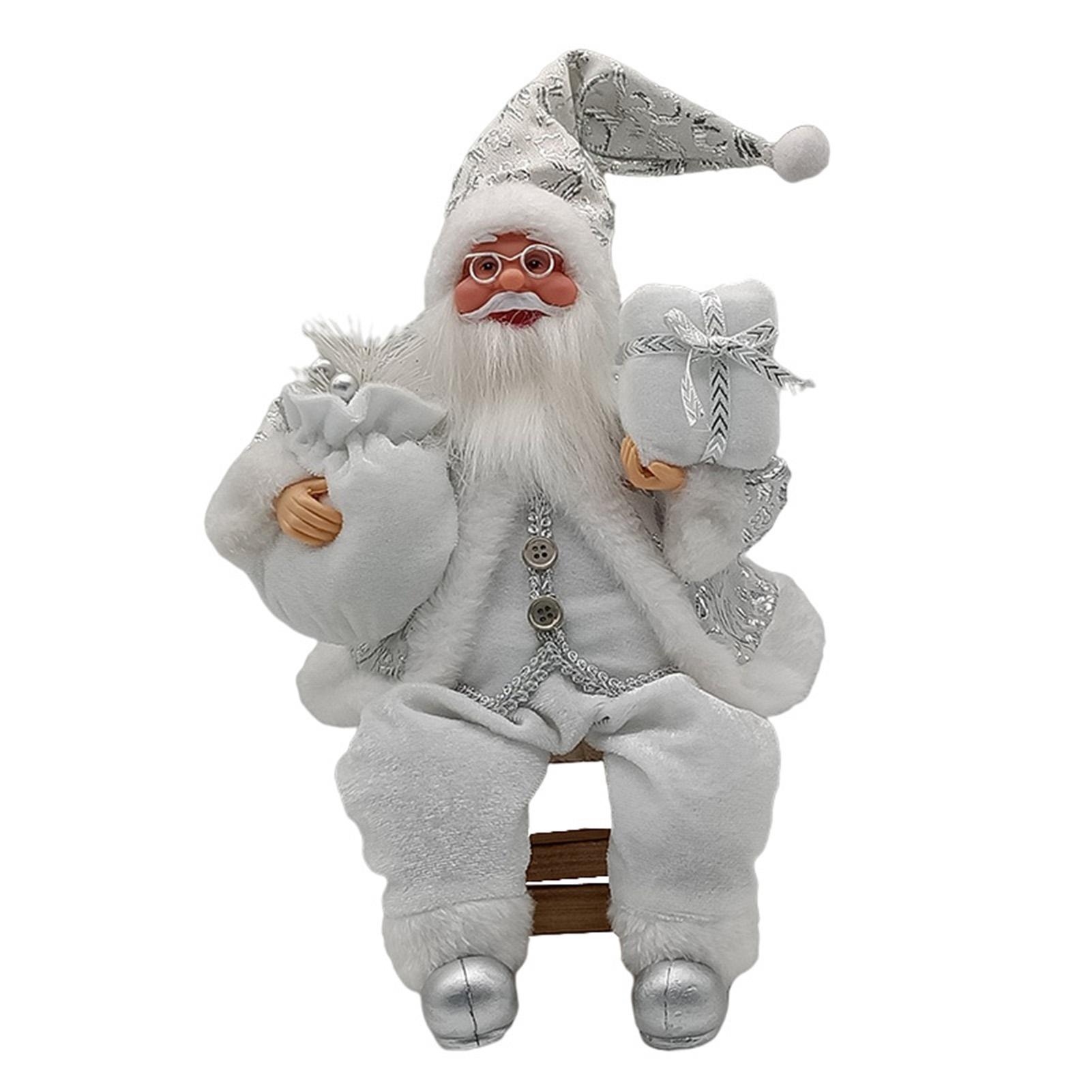 

Christmas Tree Decorations for Home Height 35cm Santa Claus Doll Children s Gifts Window Ornaments Navidad New Year 2026 серебро белый