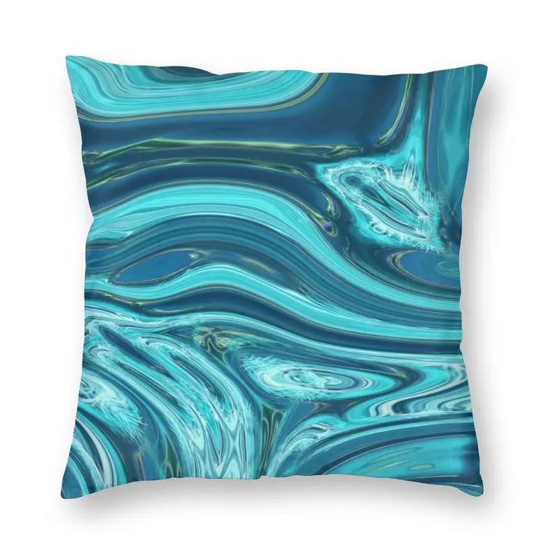 Home Decor Pillowcase Abstract Marble Pattern Cushion Cover Turquoise Aqua Blue Swirl Car Fashion  45x45cm