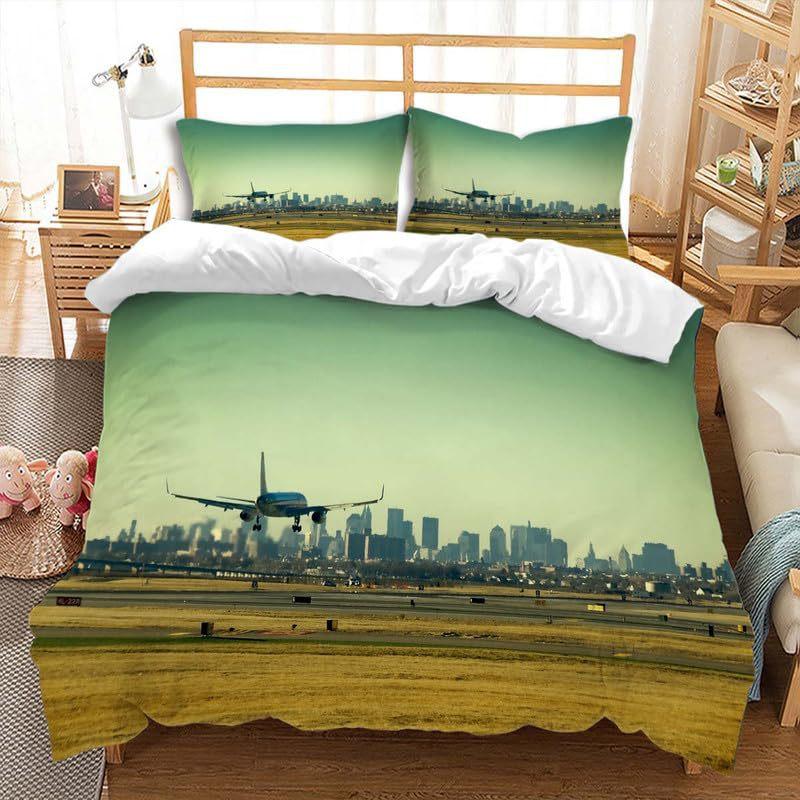 Blue Sky Green Coconut Tree Three-Piece Quilt Cover Digital Printing Bedding Set Bed Cover