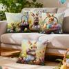 Easter Spring Flower Rabbit Cushions Pillowcase Polyester Cushion Cover Throw Pillow Pillowcover Home Car Sofa Decor