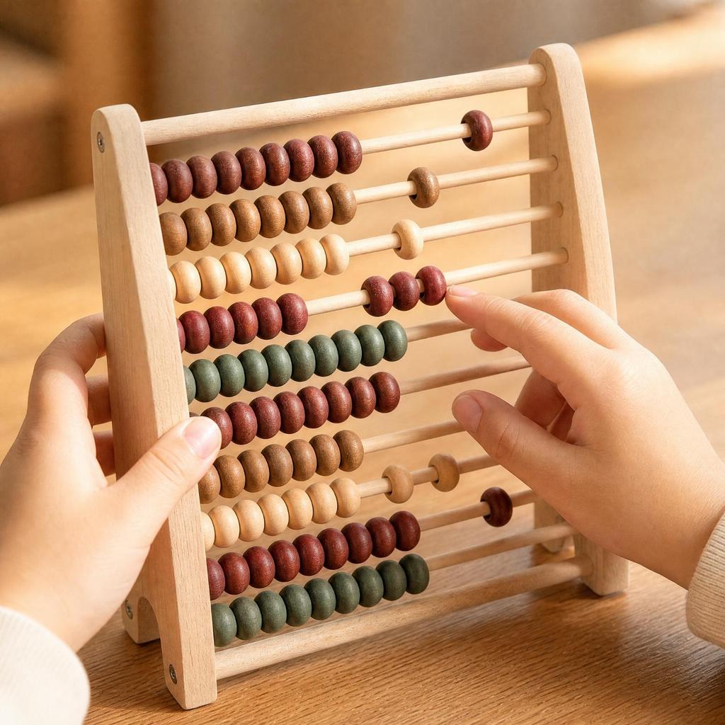 Freestanding Abacus with Wooden Beads Smooth Edges Sturdy RekenrekStyle Counting Tool