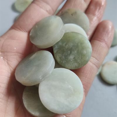 Natural Xiuyan Jade Round Slice Processing Serpentine Rock Serpentinite Cutting Crafts Home Decoration Stone DIY Making