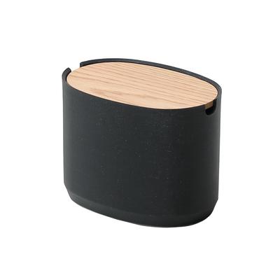 Ideaco Ovalen Doos S, Hoog, Steen Zand Zwart, met Deksel, 18cm Breed x 12cm Diep x 13.5cm Hoog, Tafelblad Opberging