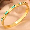 European and American Fashionable Square Emerald Open Titanium Steel Bracelet for Women, Versatile