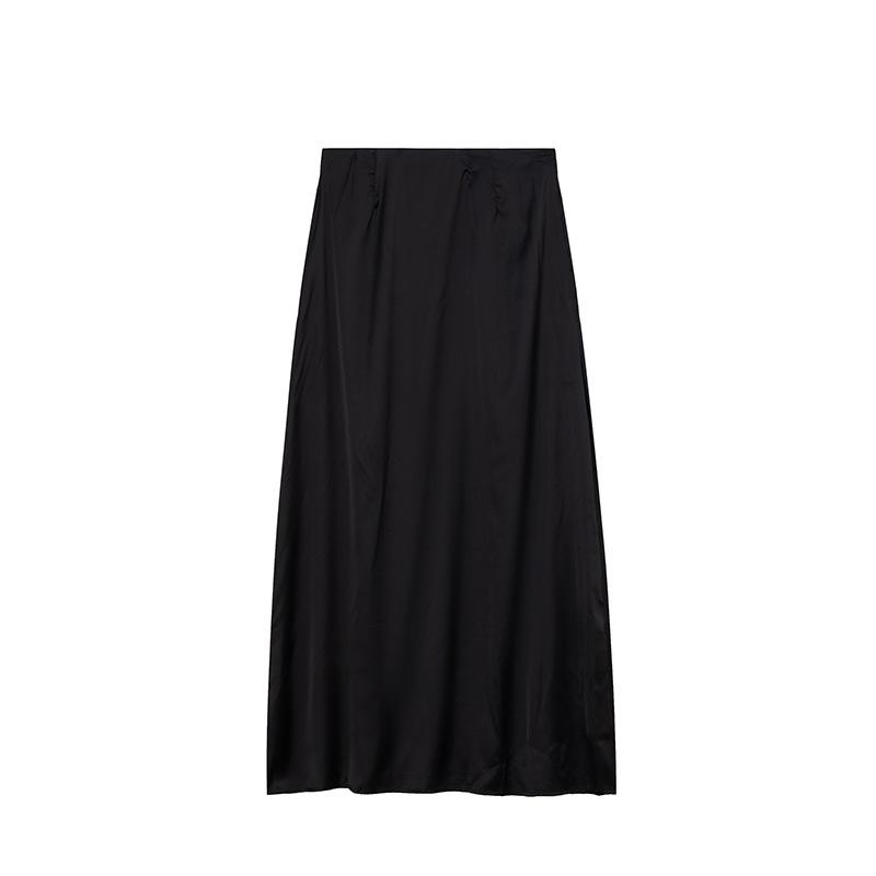 

Весна/Лето 2024 Женская облегающая миди-юбка из искусственного шелка и сатина, повседневный европейский и американский стиль Extra Large чёрный