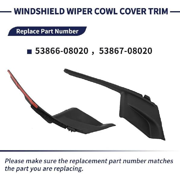 2Pcs Windshield Wiper Cowl Cover Trim 53866-08020 53867-08020 Compatible with Si