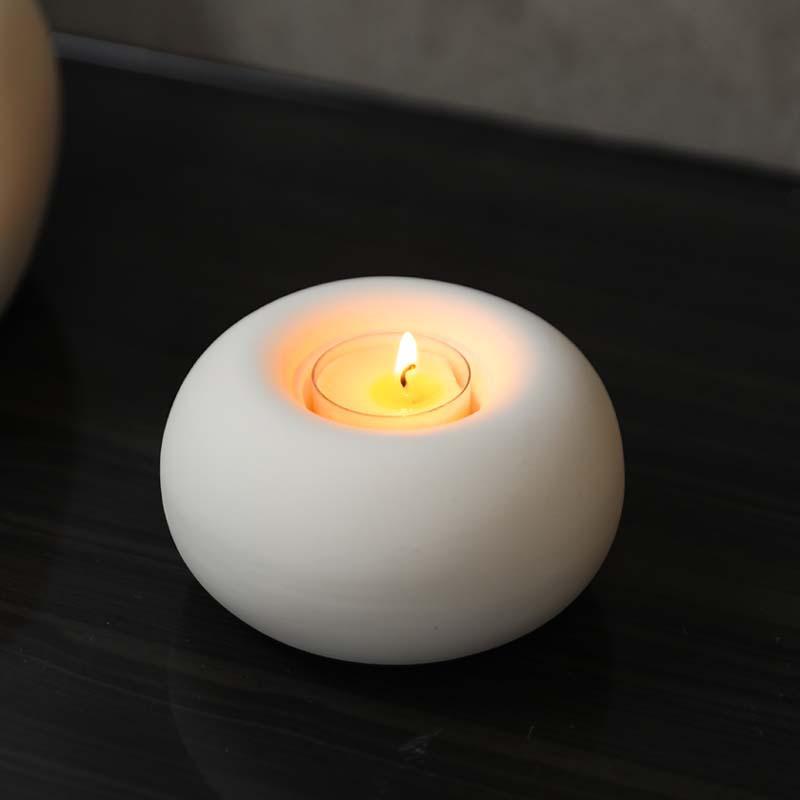 Ceramic Candle Holder Round Stick Candlestick Scented Candle Stand Matching Cup Candle Stick Holder Home Decoration Accessories