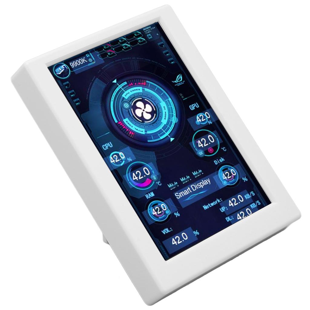 Computer Temp Monitor 3.5 Inch IPS Type C Stepless Dimming Rotating Theme Editor PC CPU Data Monitor for Desktop Chassis