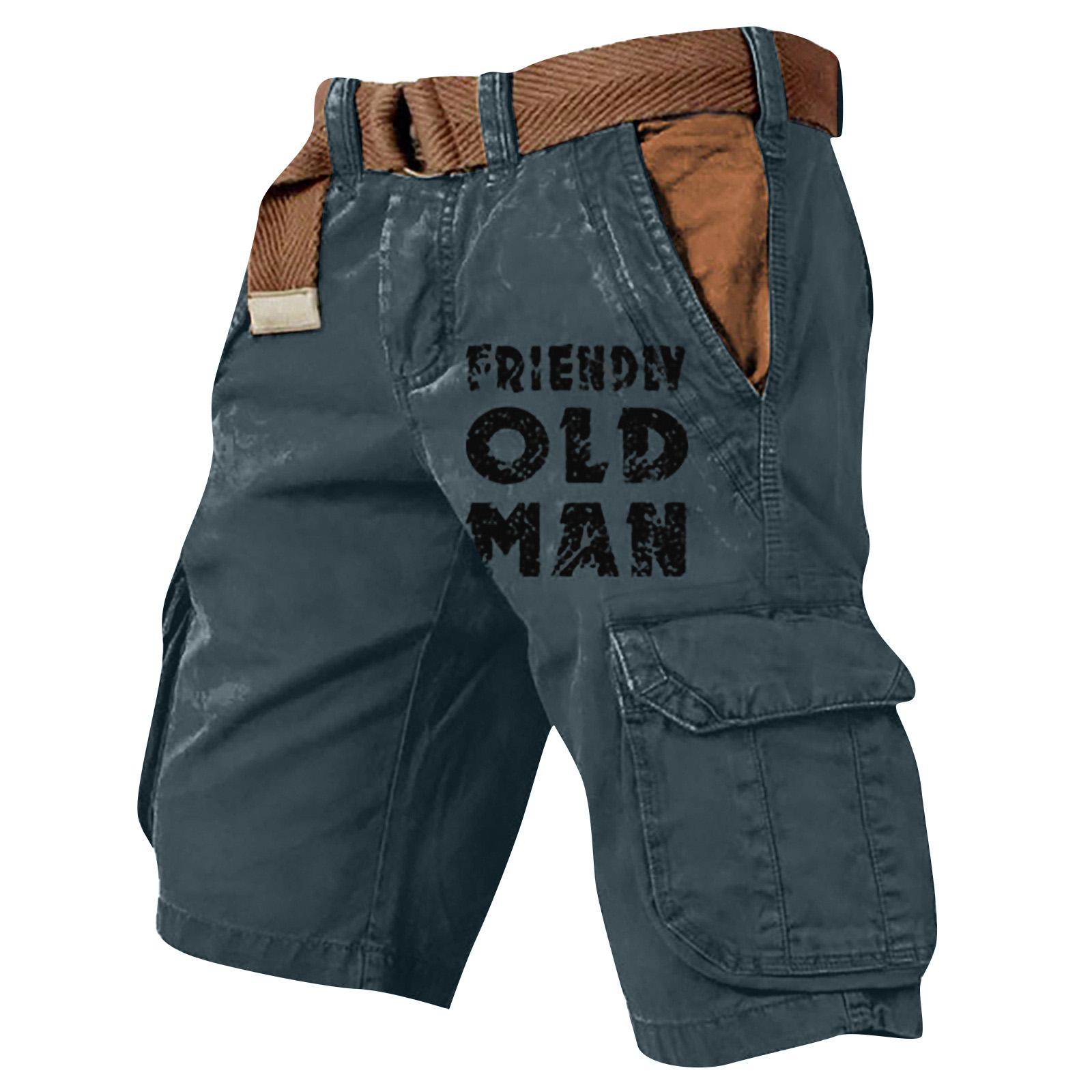 Hibaby1 Casual Cargo Shorts voor Mannen met Riem Comfortabel Katoen Meerdere Zakken Ontwerp, Ideaal voor Buitenactiviteiten L Vloot